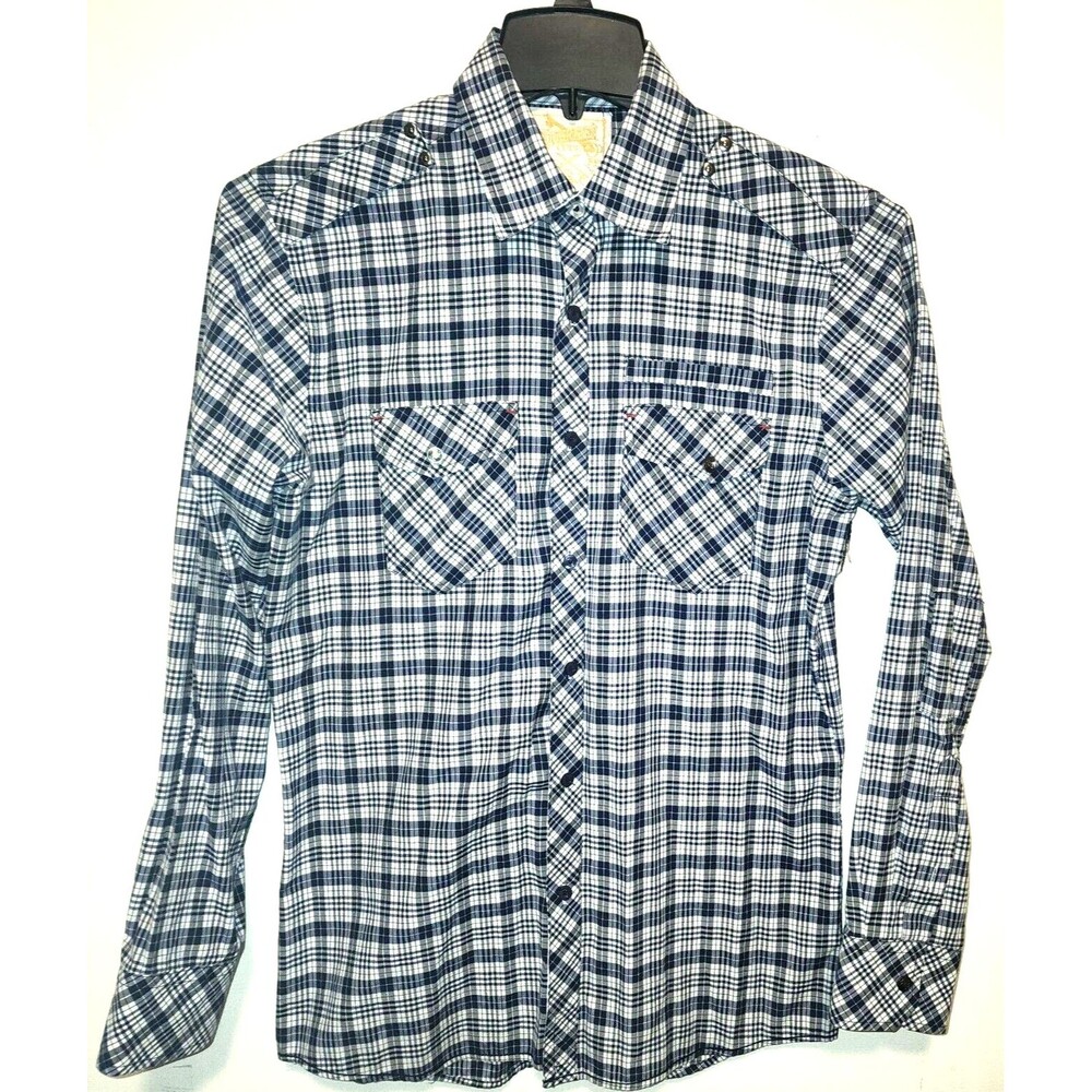 Sovereign Code Plaid Button Long Sleeve Woven Pleasure Men's Shirt Size Small